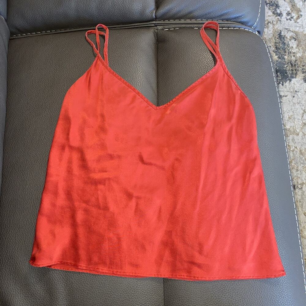 Vintage 90s Victoria’s Secret 100% Silk Cropped Satin Cami Tank Top M Red